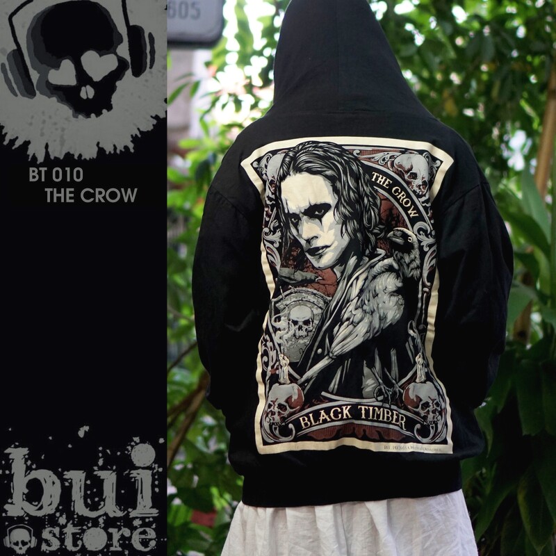 Áo Rock: áo khoác thun mỏng kéo khóa THE CROW BT 10