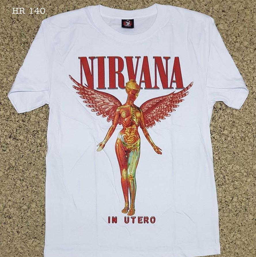 Áo Rock: áo phông trắng Nirvana HR 140T