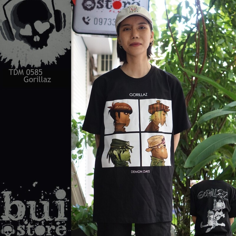 Áo Rock: áo phông Gorillaz TDM 0585 - Đen - XL