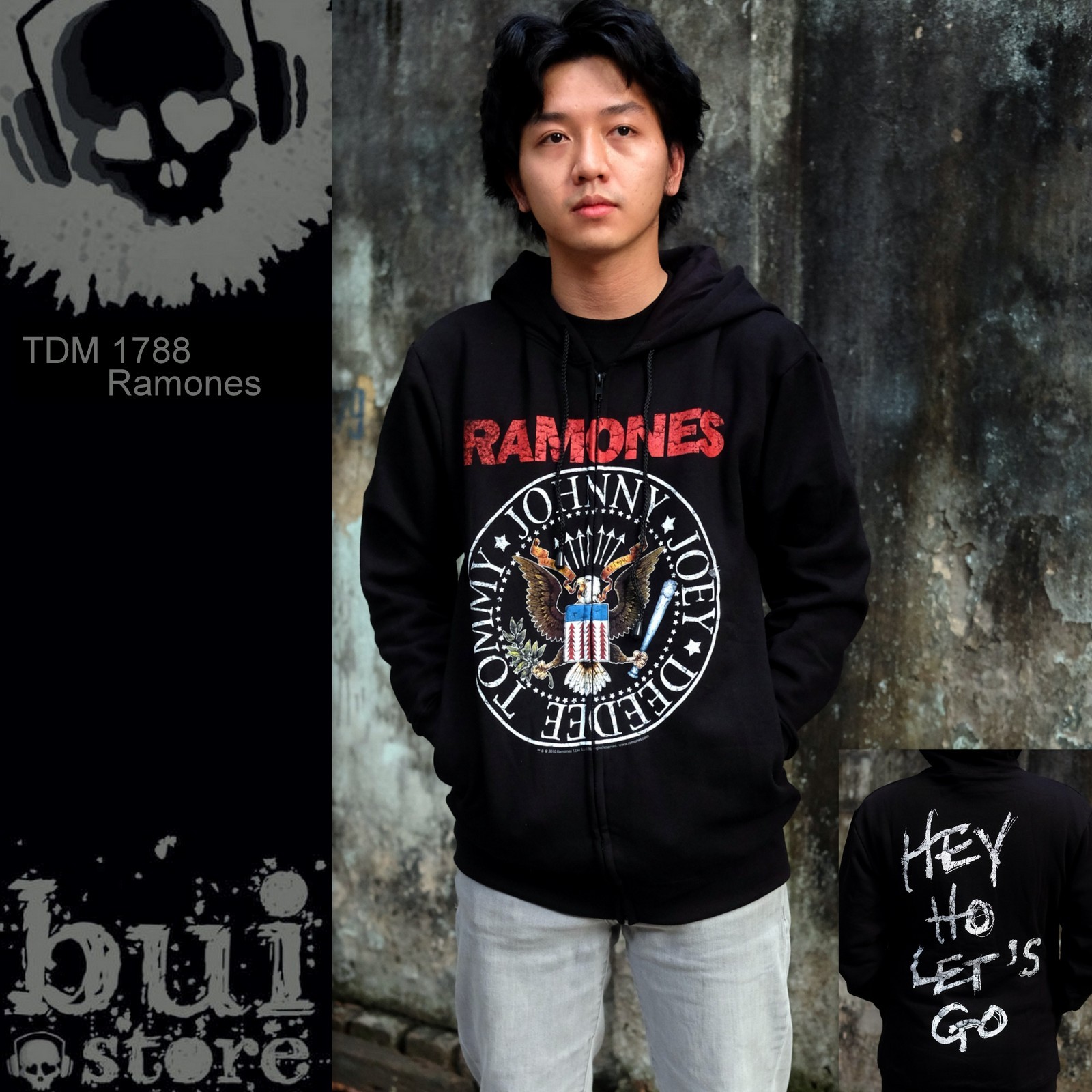 Áo Rock: áo khoác nỉ dày kéo khóa Ramones TDM 1788