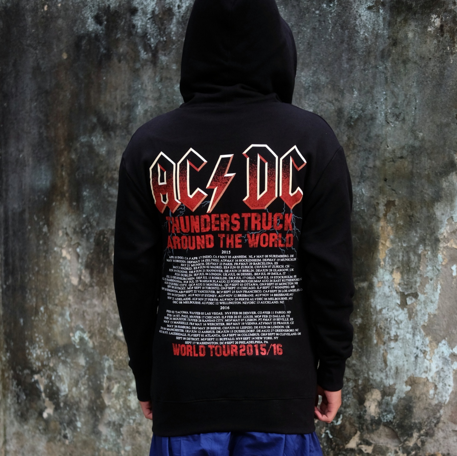 Áo Rock: áo khoác nỉ dày kéo khóa ACDC TDM 1859