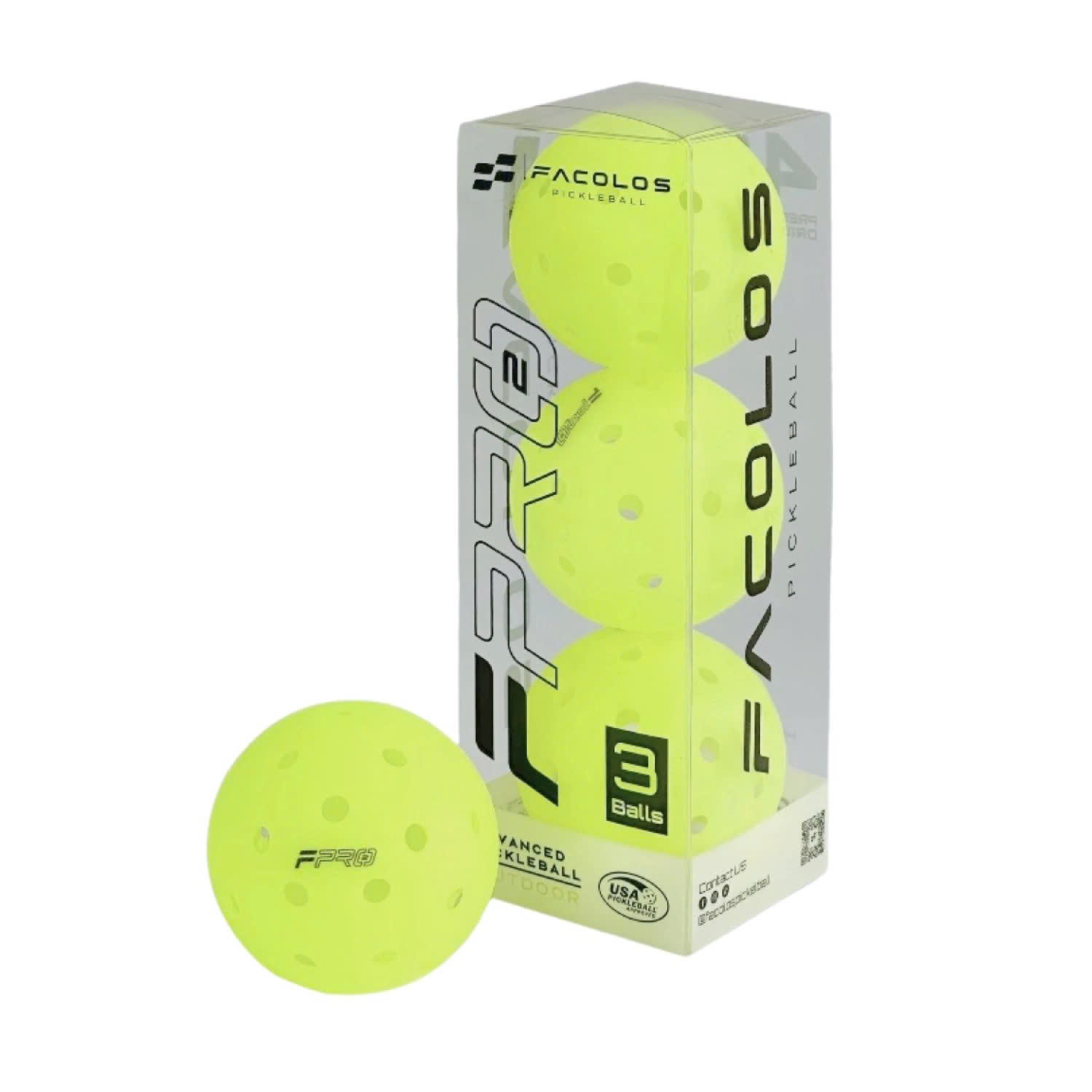 Banh Pickleball Facolos F-Pro Gen 2 40 Outdoor 3 Pack
