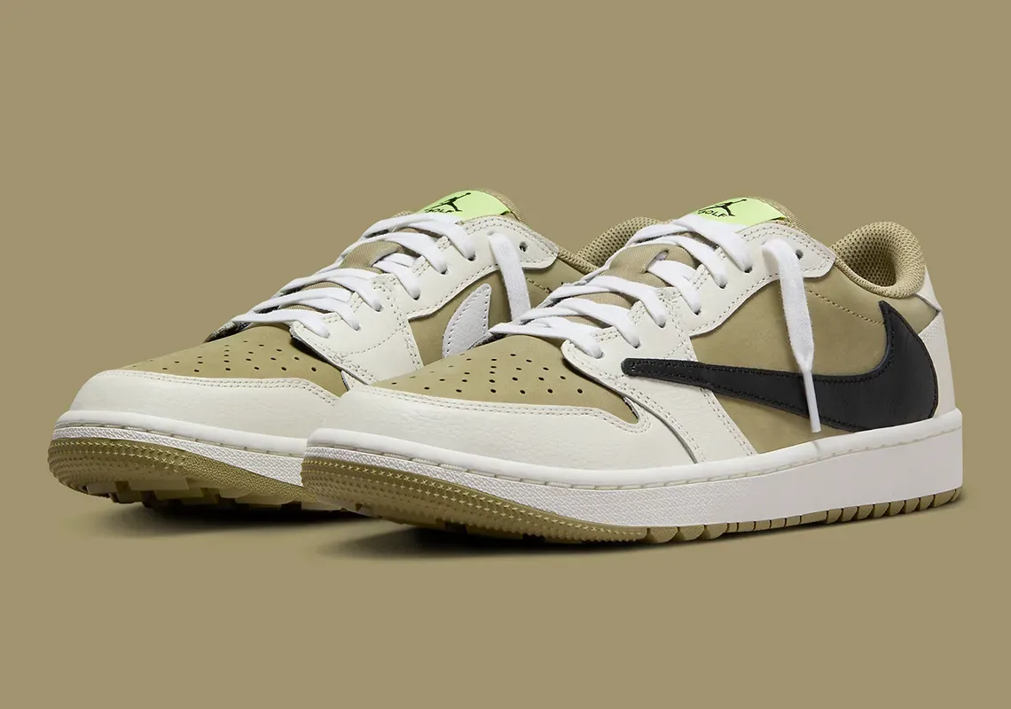 Hình Ảnh Chính Thức Của Travis Scott x Air Jordan 1 Low OG Golf “Olive”