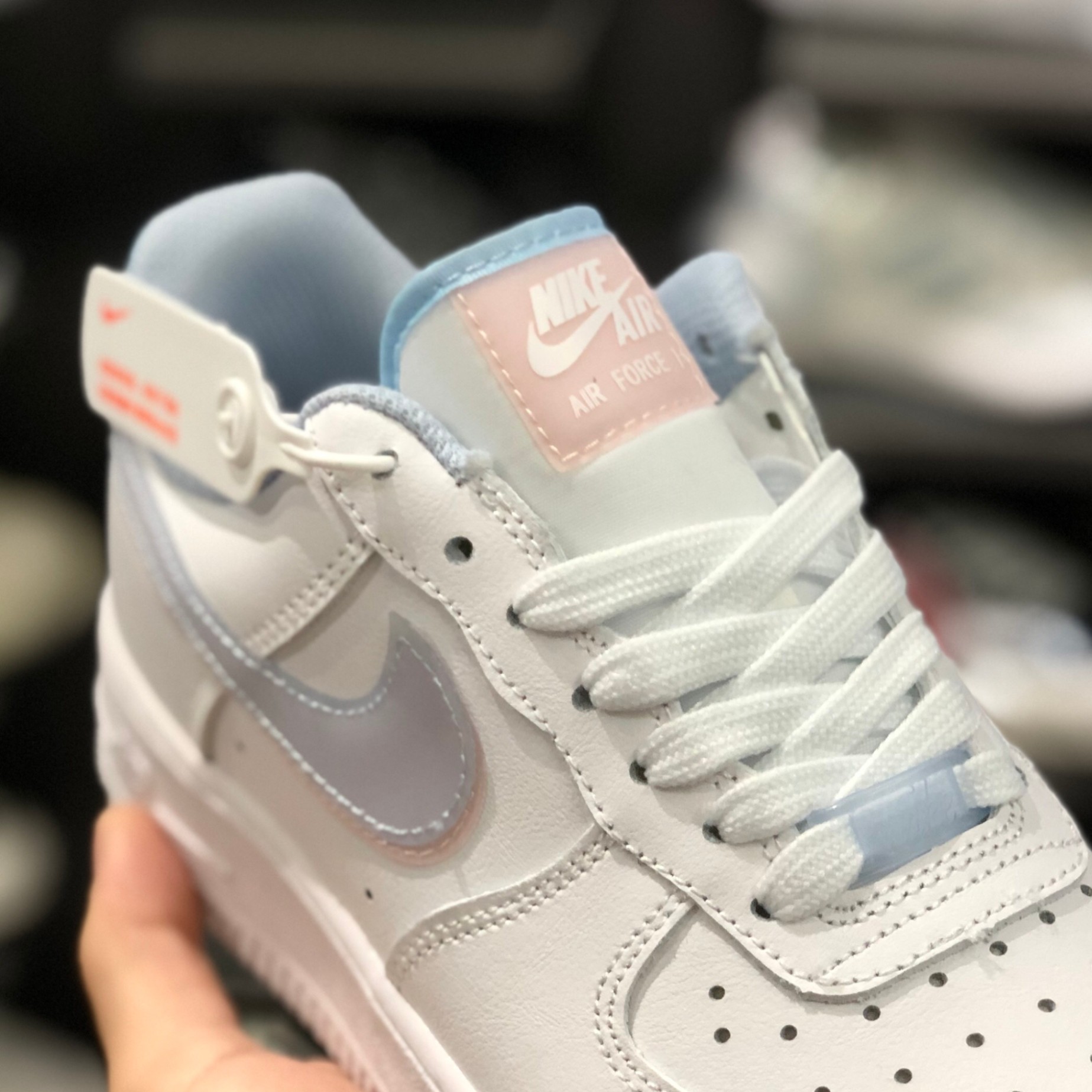 Lv8 Double Swoosh Air Force Blau Rosa Giày Nike Af1 Air Force