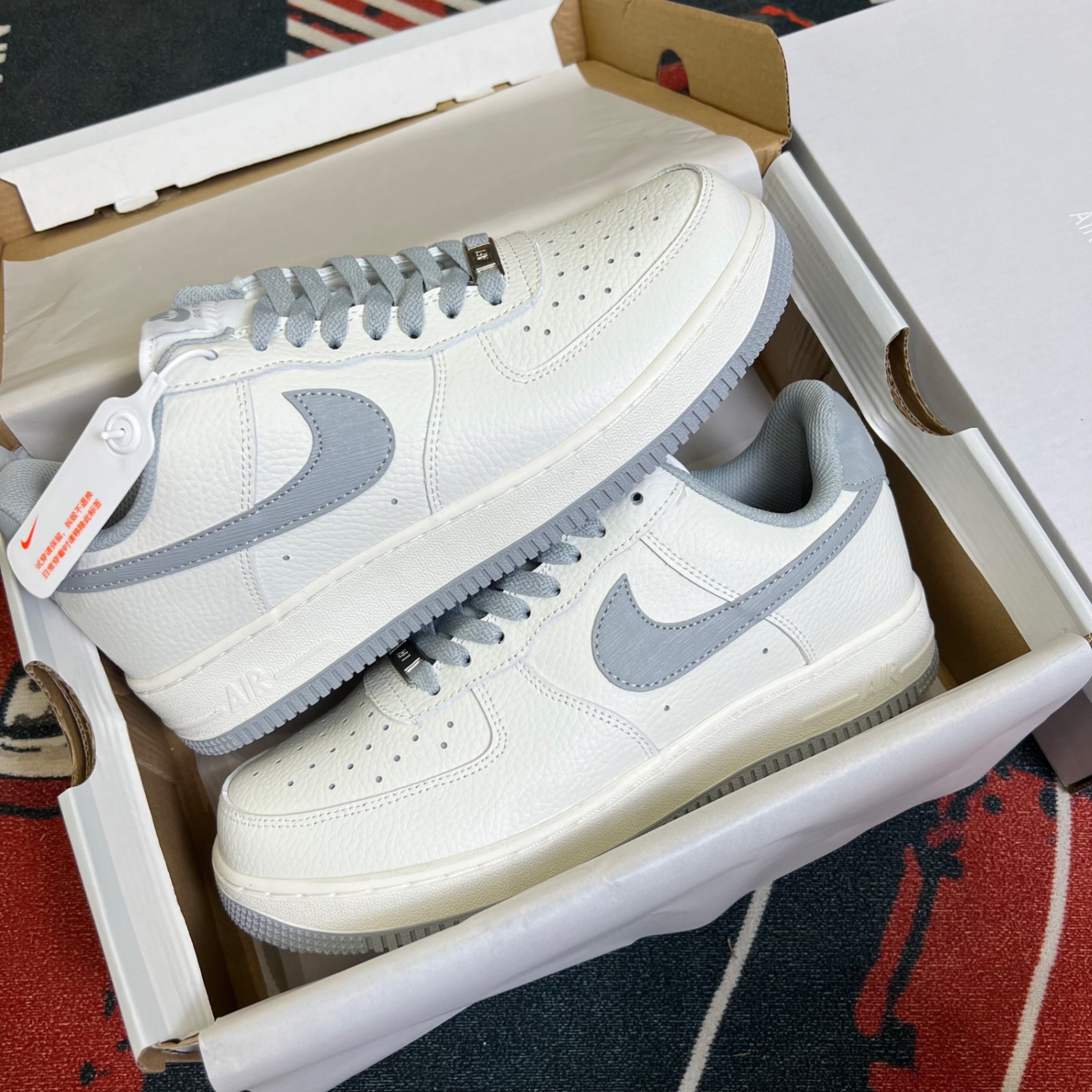 Giày Nike Air Force Low White Swoosh Grey Siêu Cấp ORDER