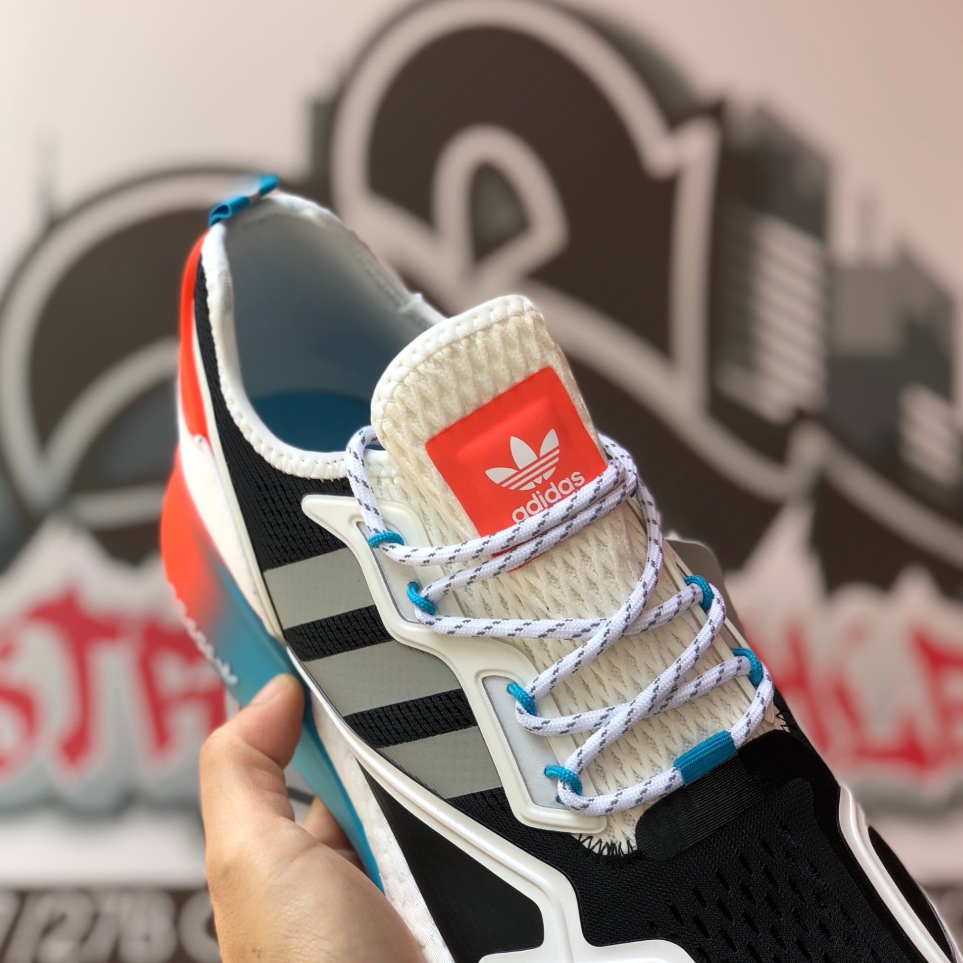 Giày Adidas ZX 2K Boost Đen Trắng Cam (ORDER)