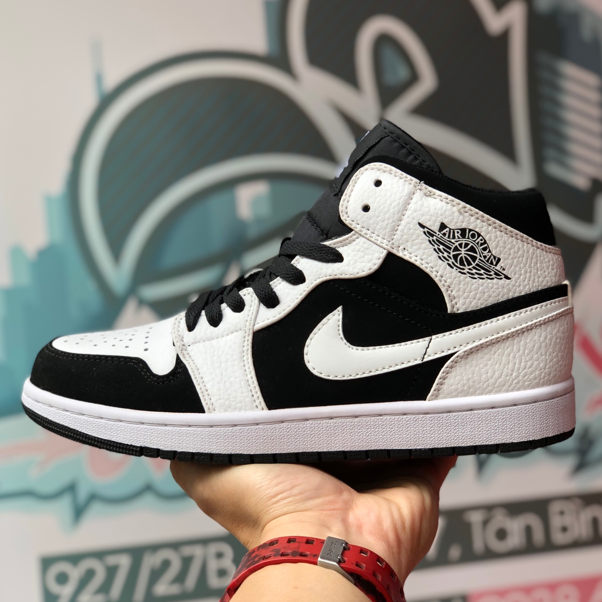 Nike Air Jordan 1 Mid Tuxedo White Black Siêu cấp (ORDER)