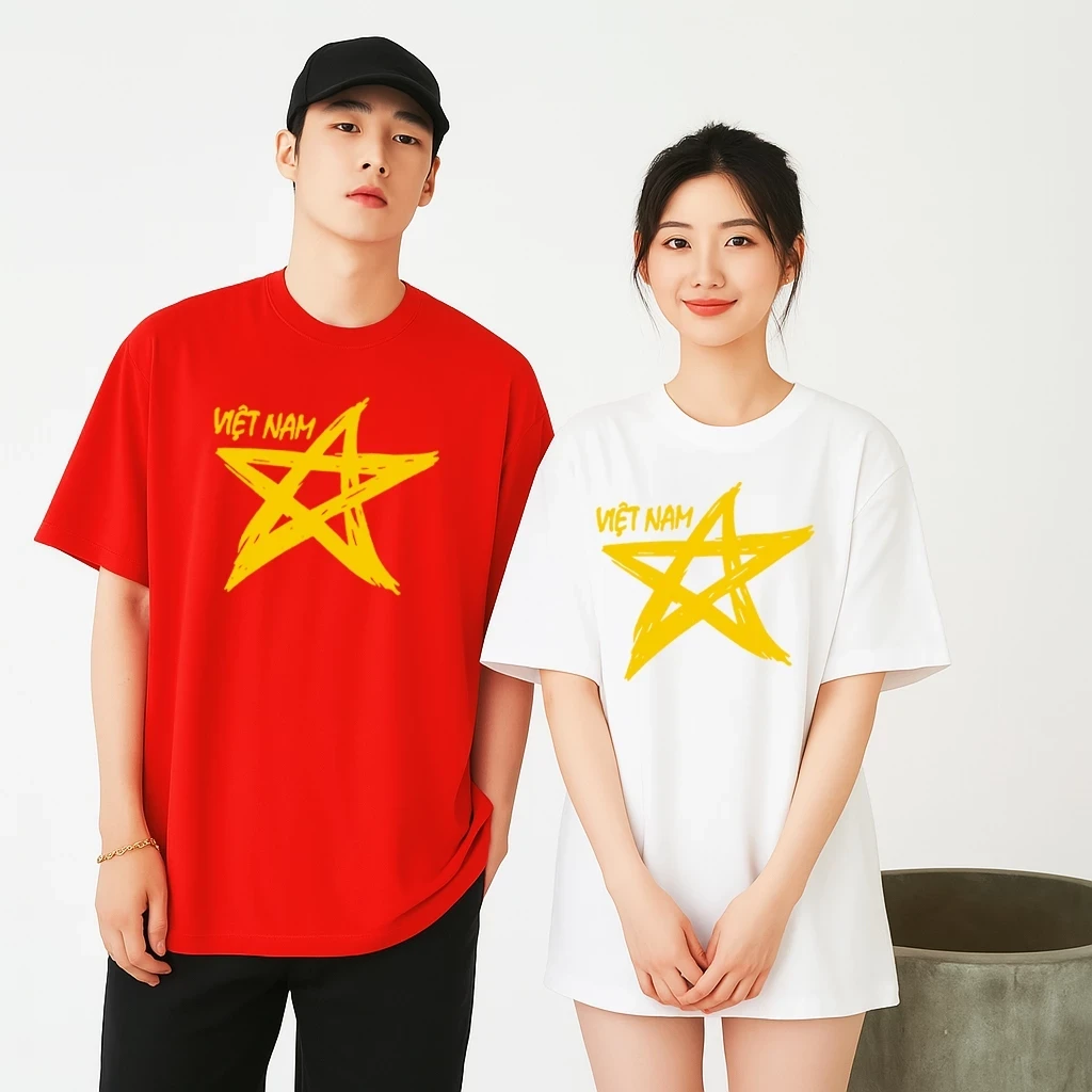 Áo Thun Việt Nam Tay Ngắn In Hình Lá Cờ Việt Nam ATVN18. 100% Cotton Oversized Nhiều Màu