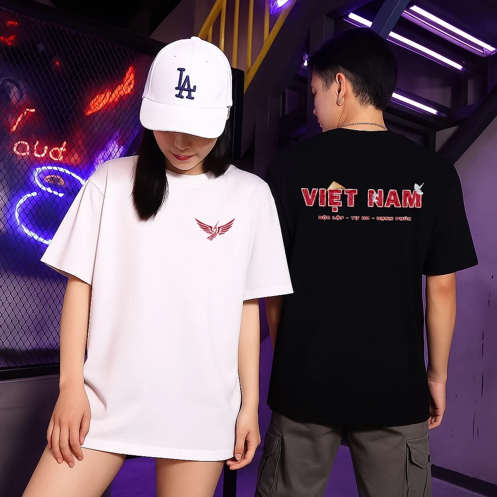 Áo Thun Việt Nam, Chim Lạc, Độc Lập Tự Do Hạnh Phúc. Quốc Khánh 2/9. Oversized, 100% Cotton By Xfire