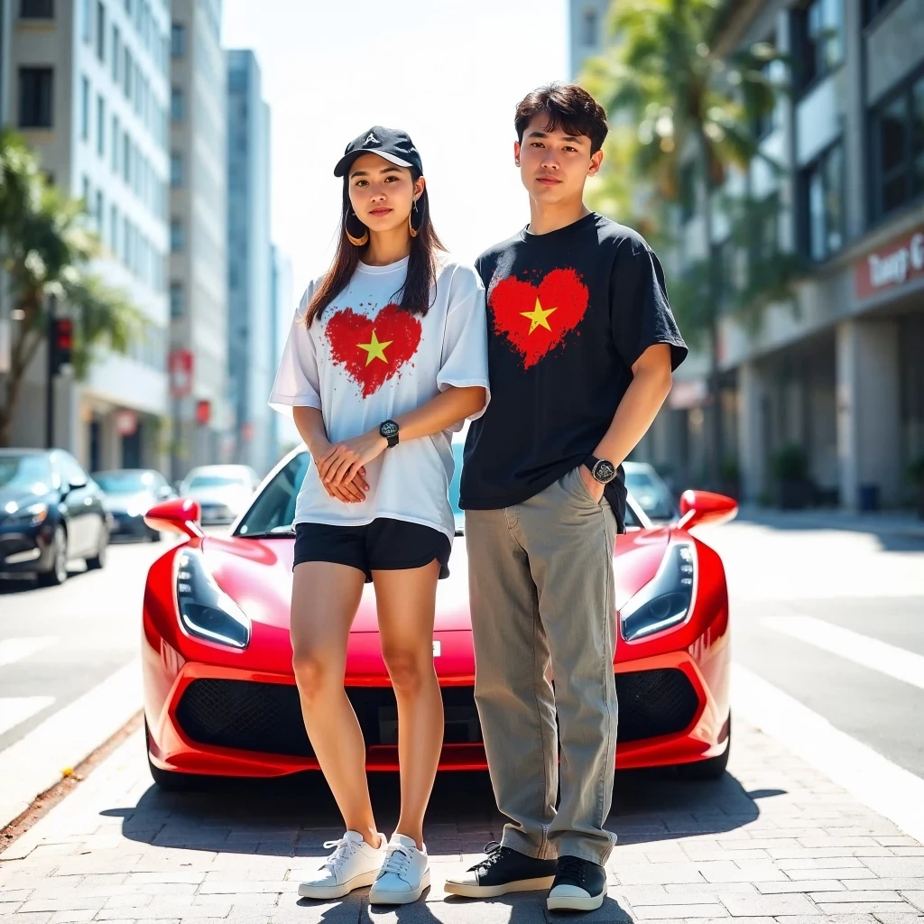 Áo Thun Việt Nam Tay Ngắn. Áo In Cờ Việt Nam Hình Trái Tim ATVN23. 100% Cotton Oversized Nhiều Màu