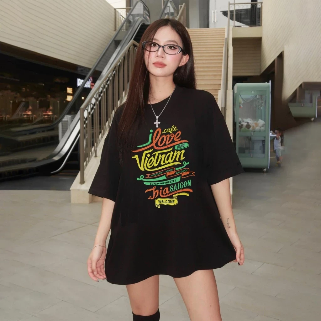 Áo Thun Việt Nam Tay Ngắn In Hình I Love Vietnam ATVN11 100% Cotton Oversized Nhiều Màu