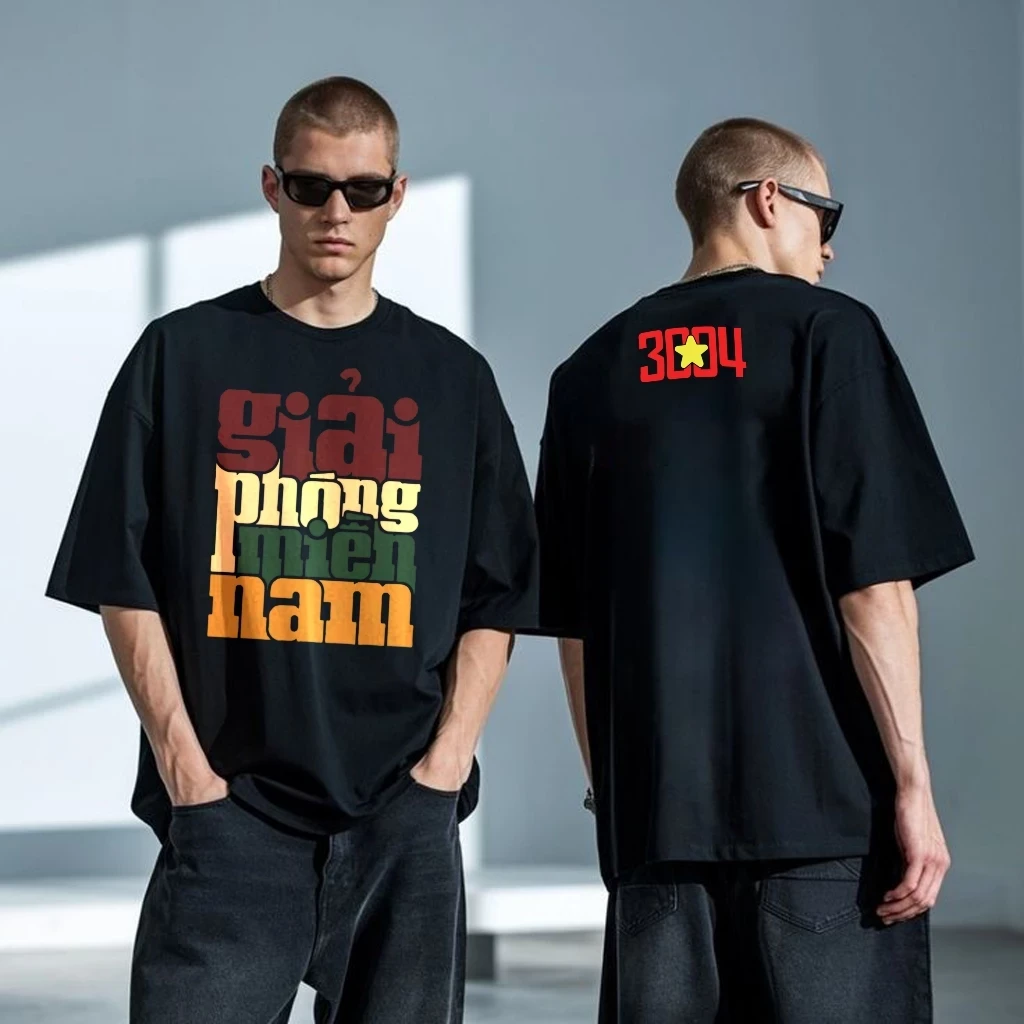 Áo Thun Việt Nam Tay Ngắn in chữ Giải Phóng Miền Nam ATVN22. 100% Cotton Oversized Nhiều Màu