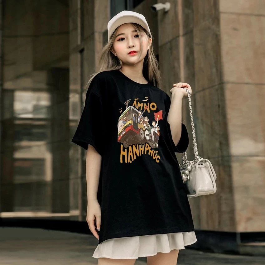 Áo Thun Việt Nam Tay Ngắn In Hình Độc Lập Tự Do, Ấm No Hạnh Phúc. ATVN02 100% Cotton Oversized