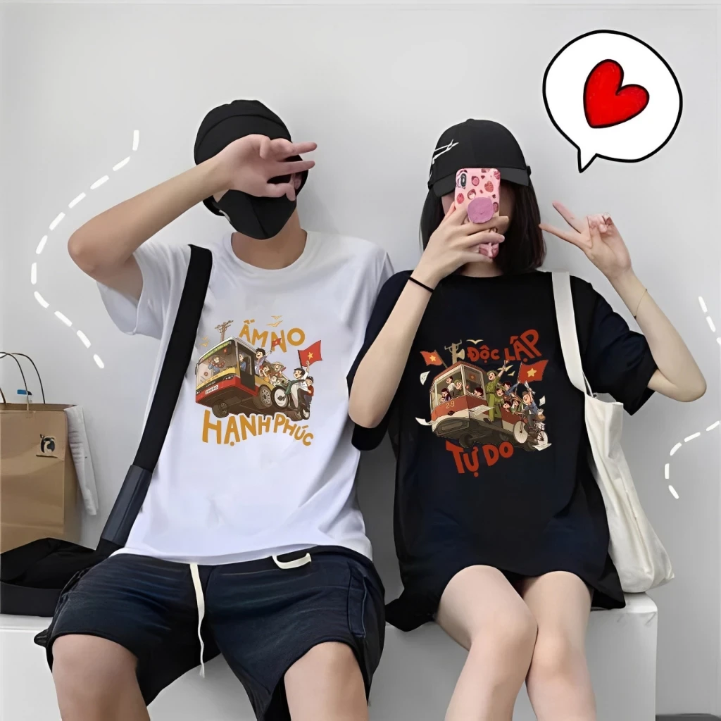 Áo Thun Việt Nam Tay Ngắn. Áo In Ấm No Hạnh Phúc ATVN03. Vải 100% Cotton Oversized Nhiều Màu