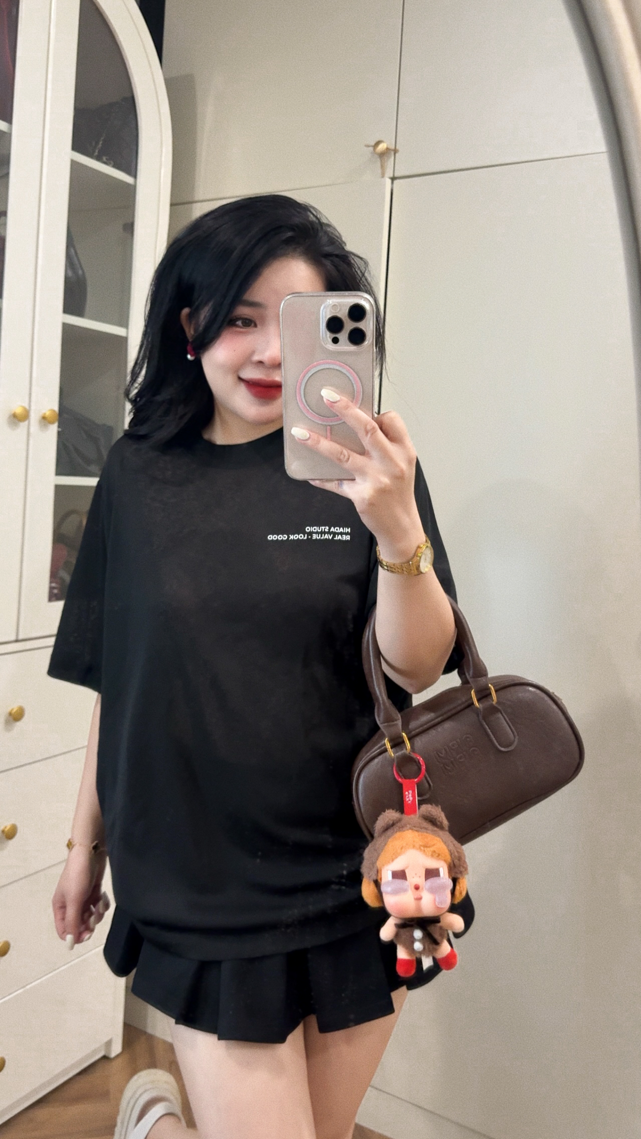 Áo Thun Sương Nữ Dáng Rộng Chất Liệu Mỏng, Cổ Cao, Co Giãn 4 Chiều Mềm Mại [HIADA 29] - Đen - S (40Kg- 60Kg)