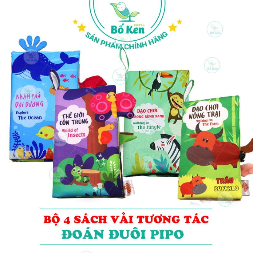 Sách vải Đoán đuôi PIPO song ngữ (14x22x3cm) Combo 4 cuốn - Phần 1