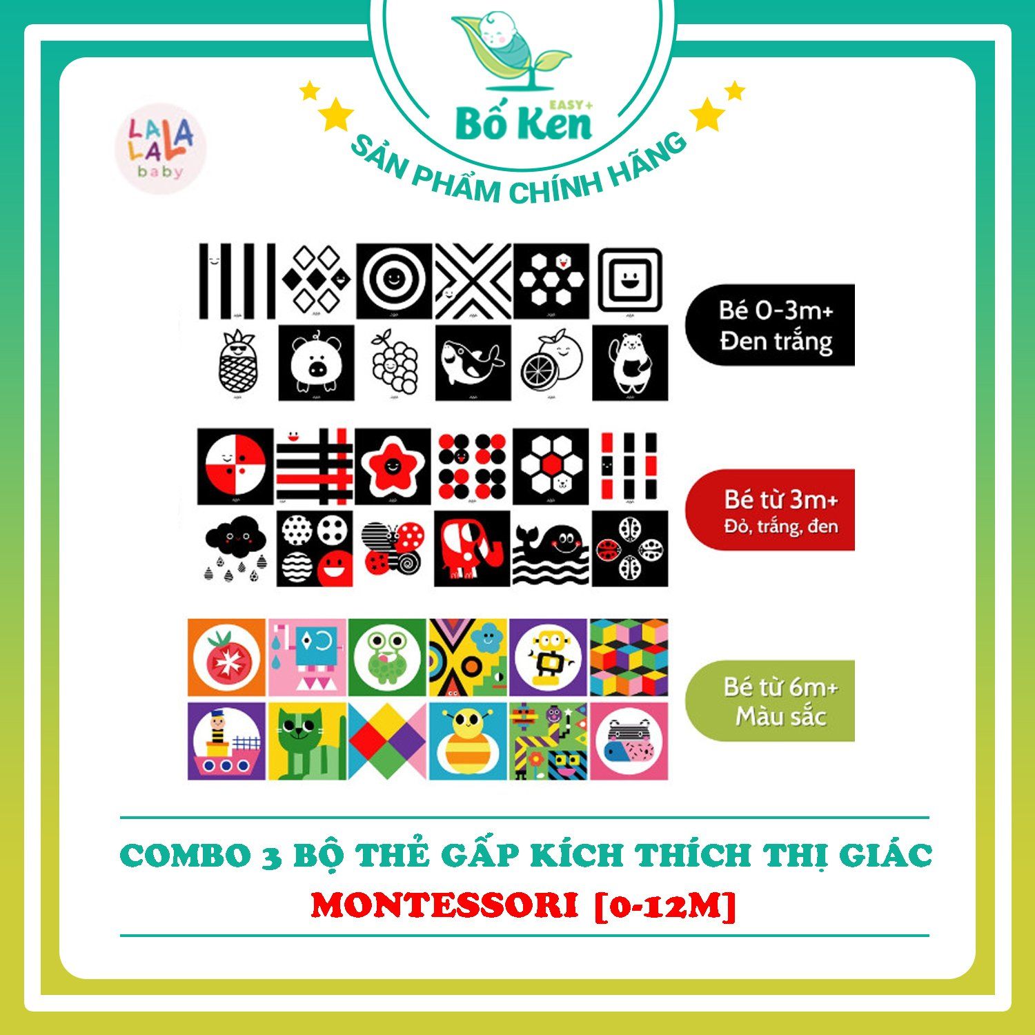 Bộ Thẻ Kích Thích Thị Giác Giúp Bé Phát triển Toàn Diện [Chuẩn Phương Pháp Montessori] [Decal và Thẻ Gấp]