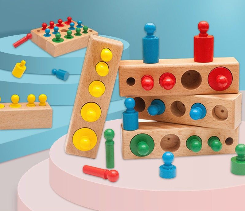 Set núm trụ - Đồ chơi/giáo cụ Montessori tăng sự khéo léo và trí thông minh của trẻ [từ 9 tháng - 4 tuổi]