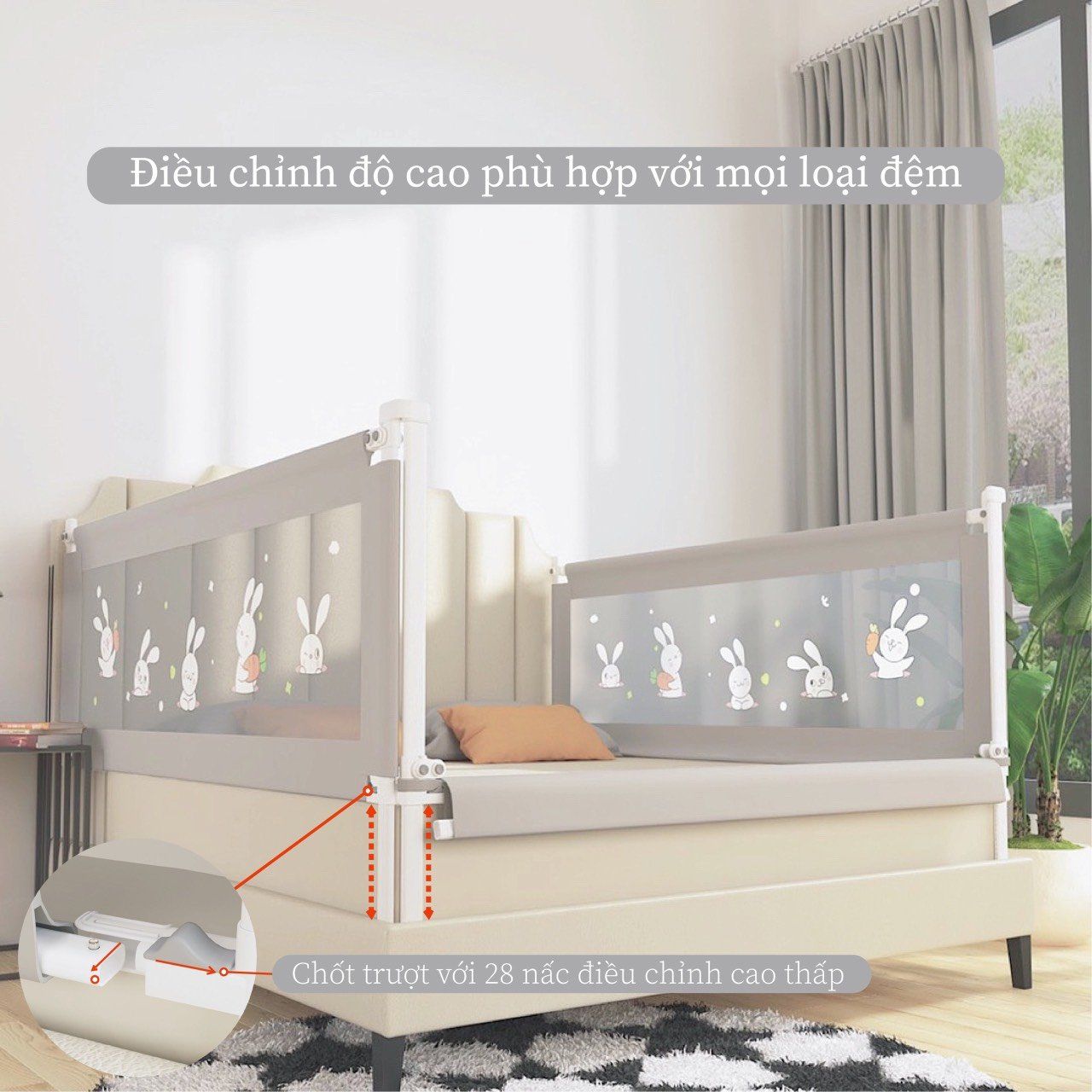 Thanh chắn giường Honper - Thiết kế cao cấp phong cách Hàn Quốc (1 thanh)