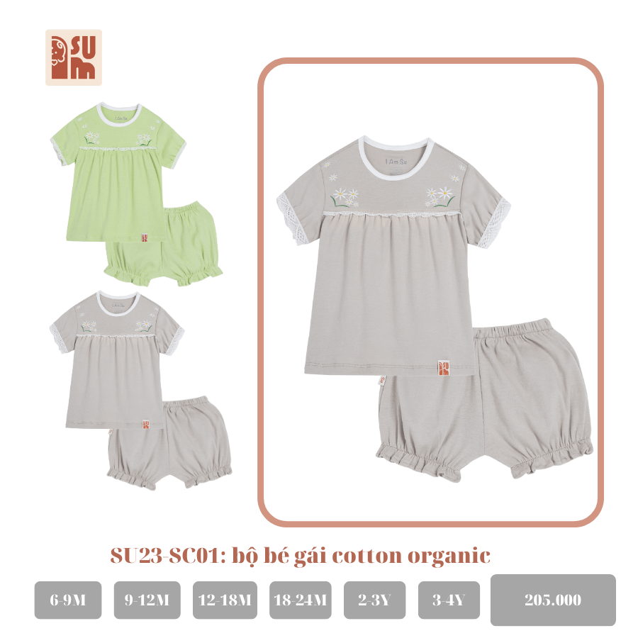 Bộ Quần Áo Cộc Tay Bé Gái Vải Cotton [SU23-SC01]