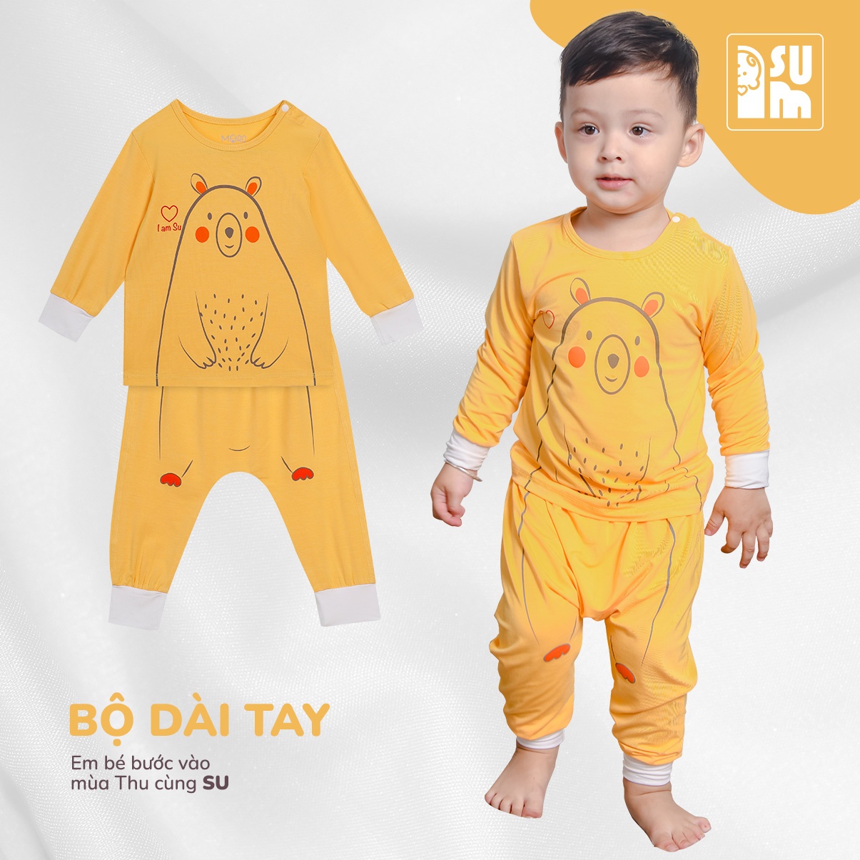 Bộ quần áo dài tay cài vai, vải sợi tre [SU-007]