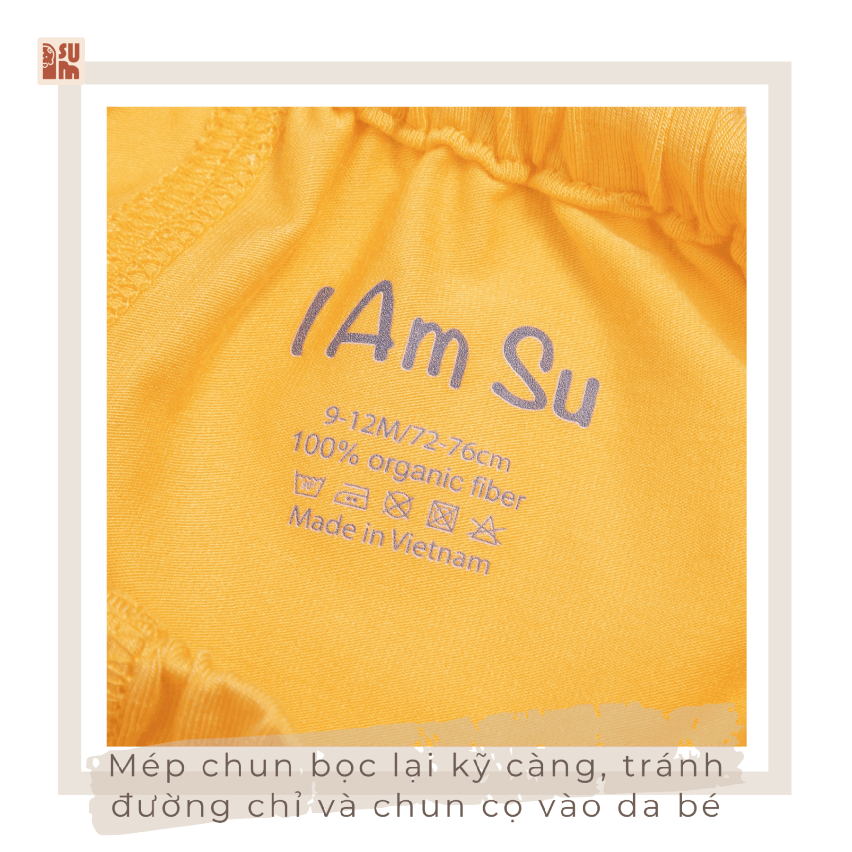 Bộ quần áo phông cộc tay, ngực thêu gấu, vải sợi tre [SU23-SB01]