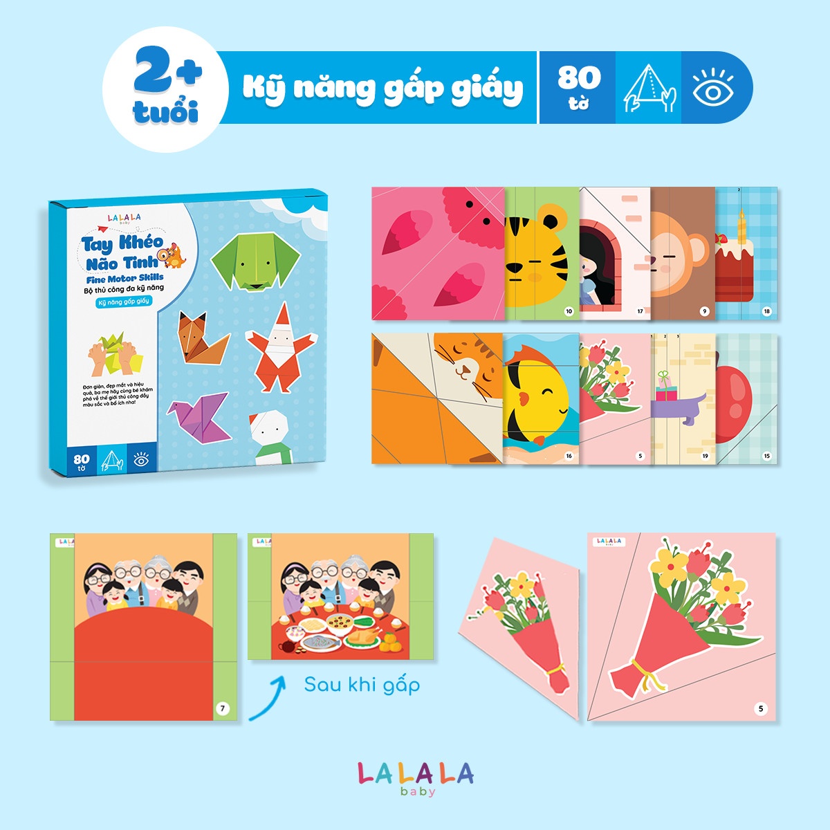 Bộ Giấy Thủ Công Đa Kỹ Năng Lalala Baby: Cắt, Dán, Gấp Giấy [Đồ Chơi Cho Trẻ Từ 2 - 6 Tuổi: Tay Khéo Não Tinh]