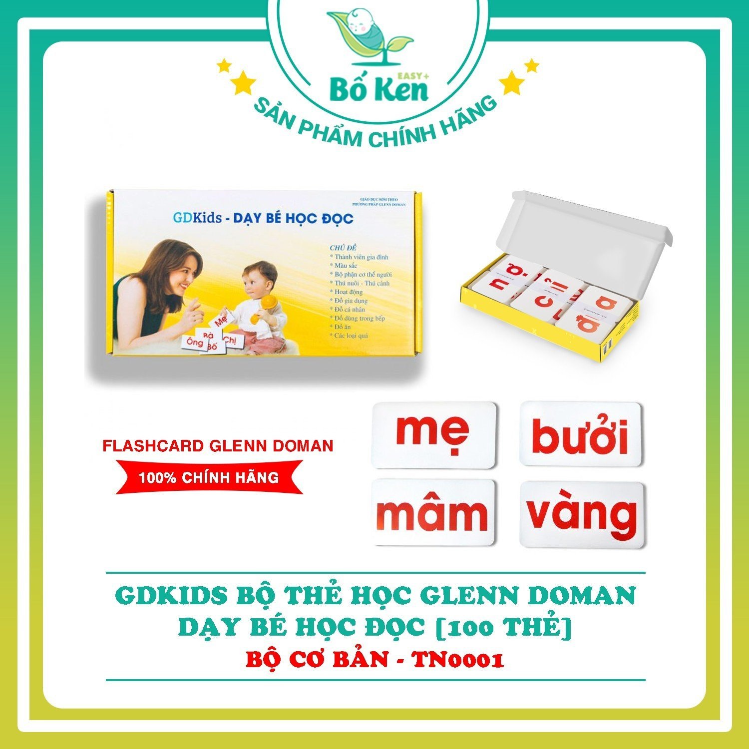 GDKIDS Bộ Thẻ Học Glenn Doman - Dạy bé học đọc [100 Thẻ] - Bộ cơ bản - TN0001