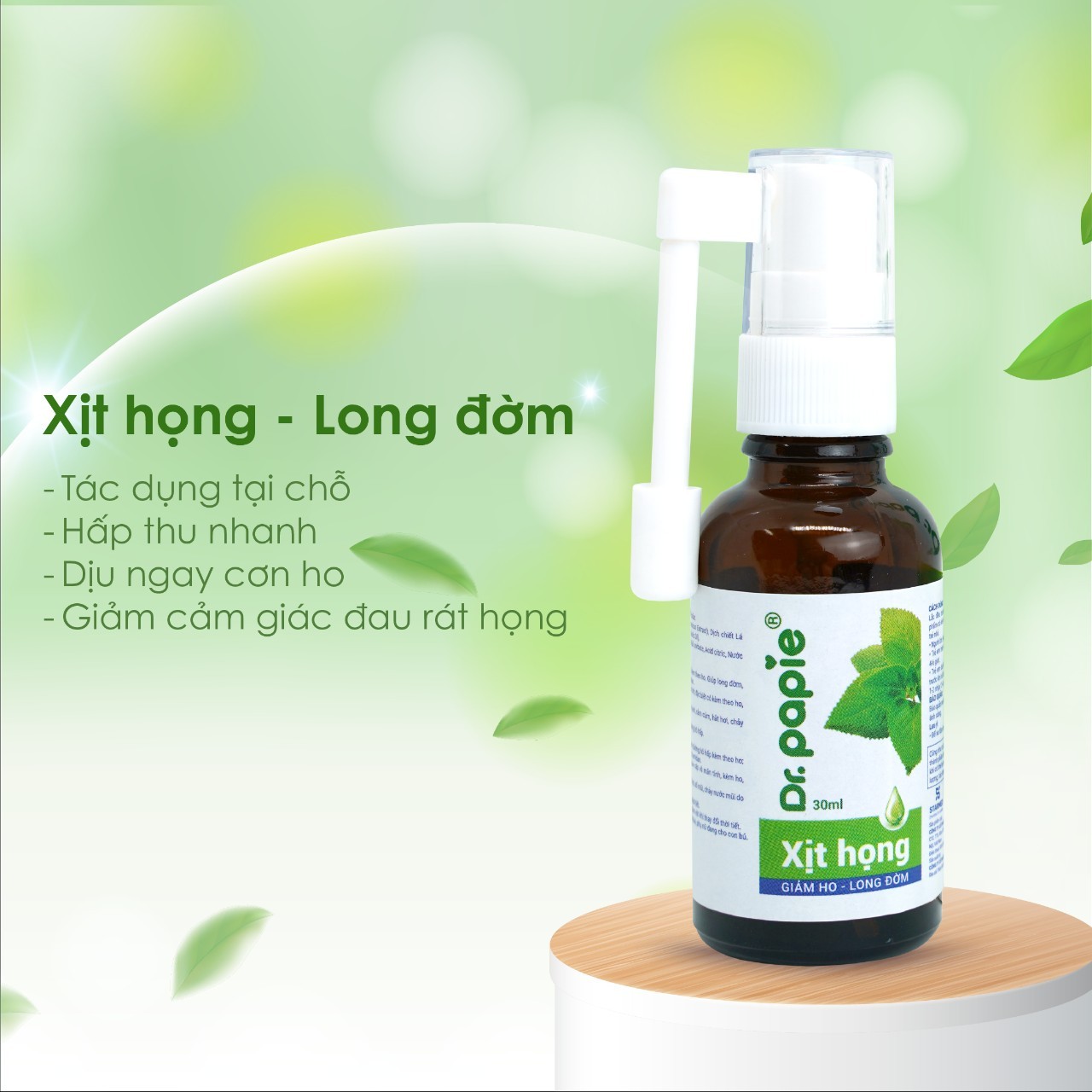 Xịt họng dịch chiết húng chanh Dr Papie