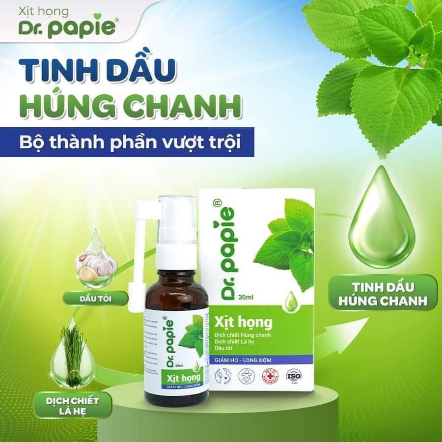 Xịt họng dịch chiết húng chanh Dr Papie