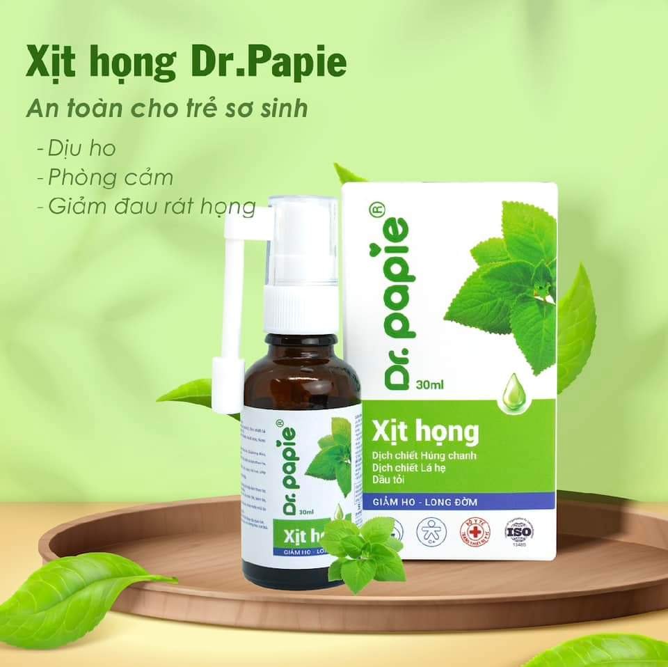 Xịt họng dịch chiết húng chanh Dr Papie