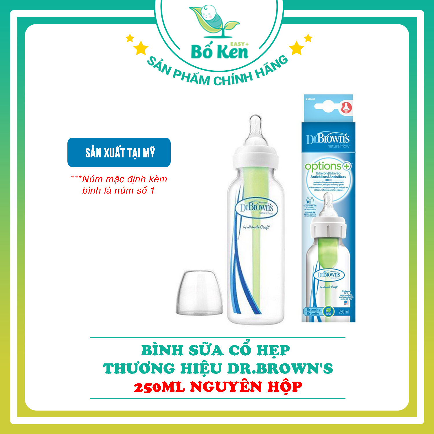 Bình Sữa Dr Brown 250ml Cổ Hẹp Nhựa PP