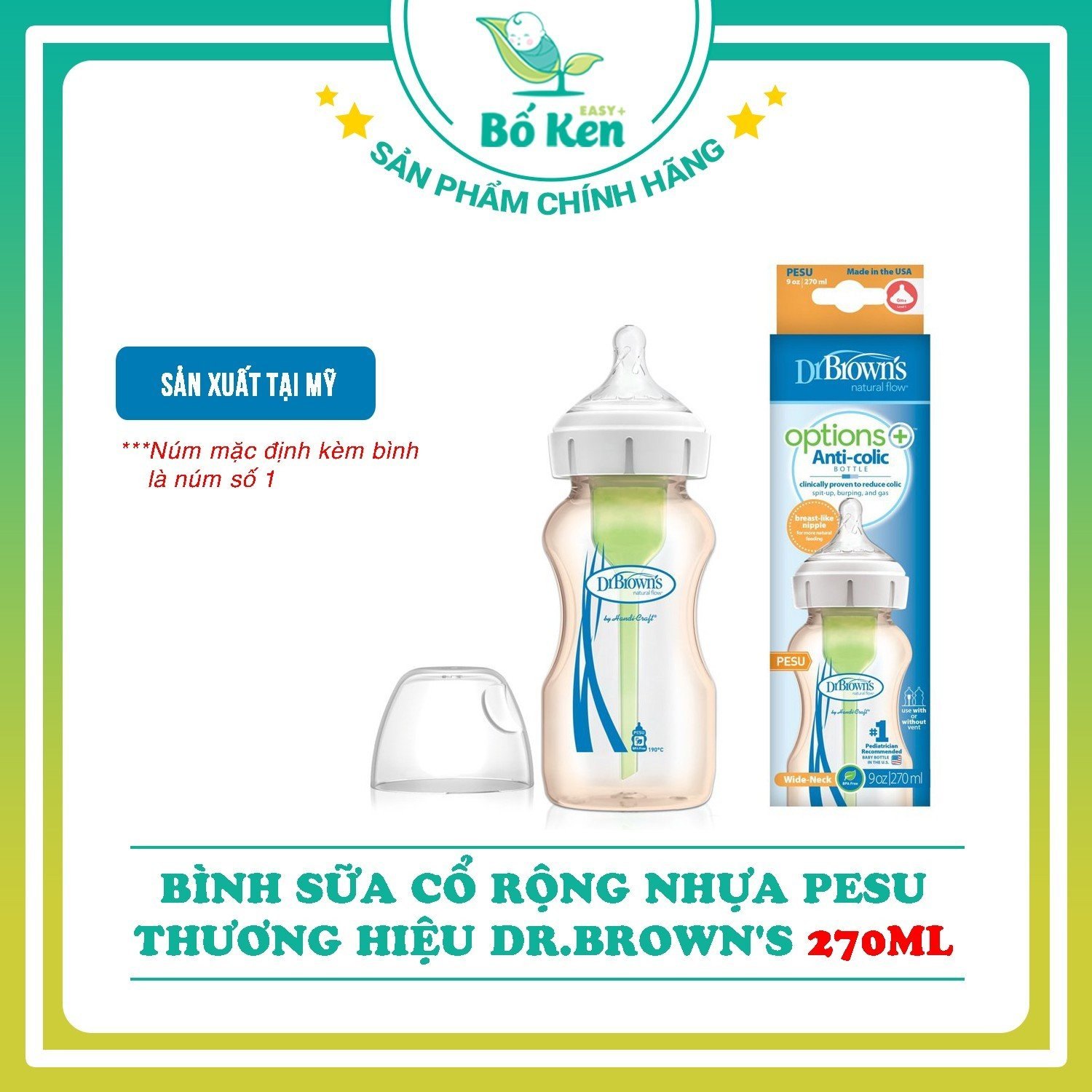 Bình Sữa Dr Brown Cổ Rộng Nhựa PESU Nhập Mỹ