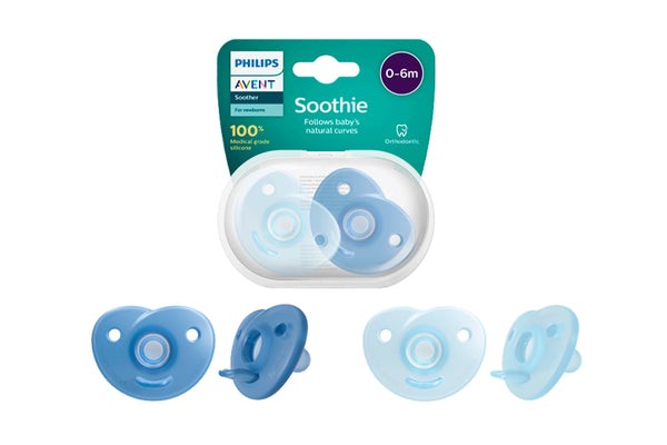 Ti giả Avent Soothie 𝐘 tế 0-6m Dạng Tròn Silicon Nguyên Khối