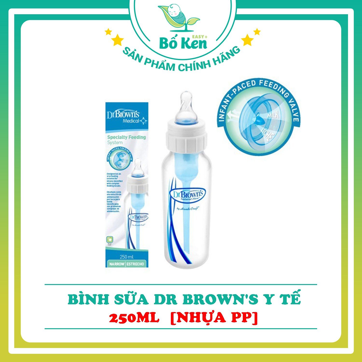 Bình Sữa Dr Brown Cổ Hẹp Y tế nhựa PP Nhập TQ