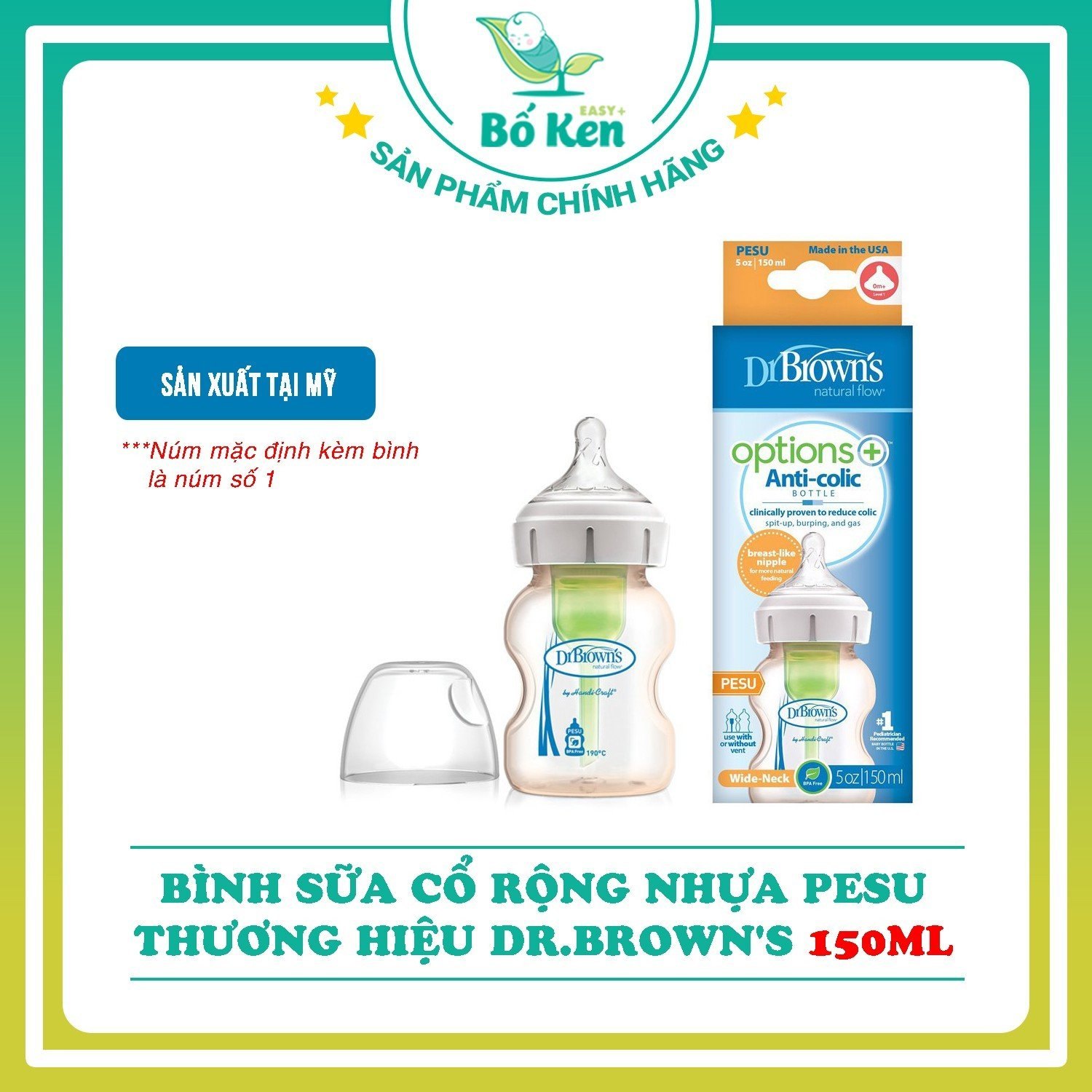 Bình Sữa Dr Brown Cổ Rộng Nhựa PESU Nhập Mỹ