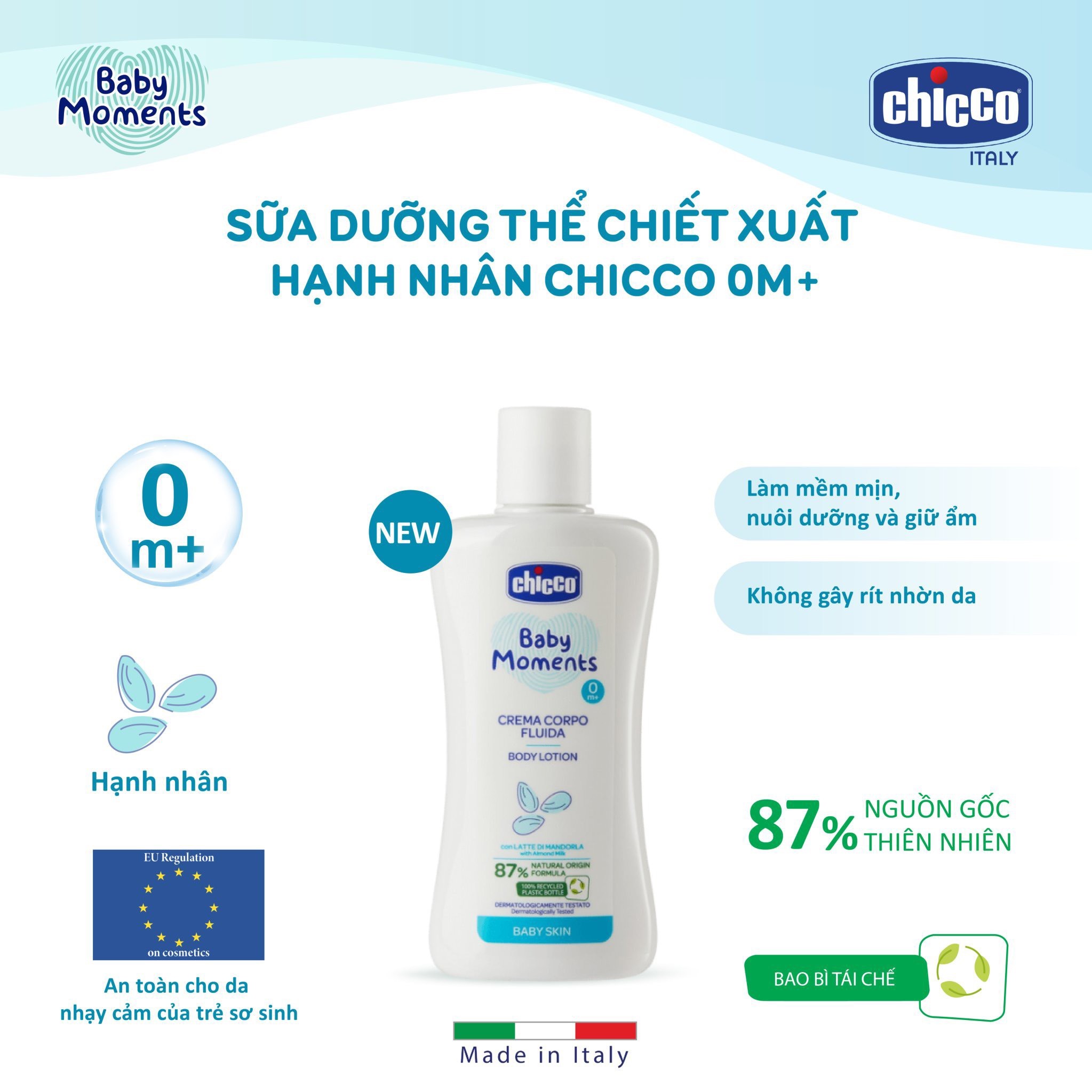 Sữa dưỡng ẩm chiết xuất Hạnh nhân Chicco 200ml