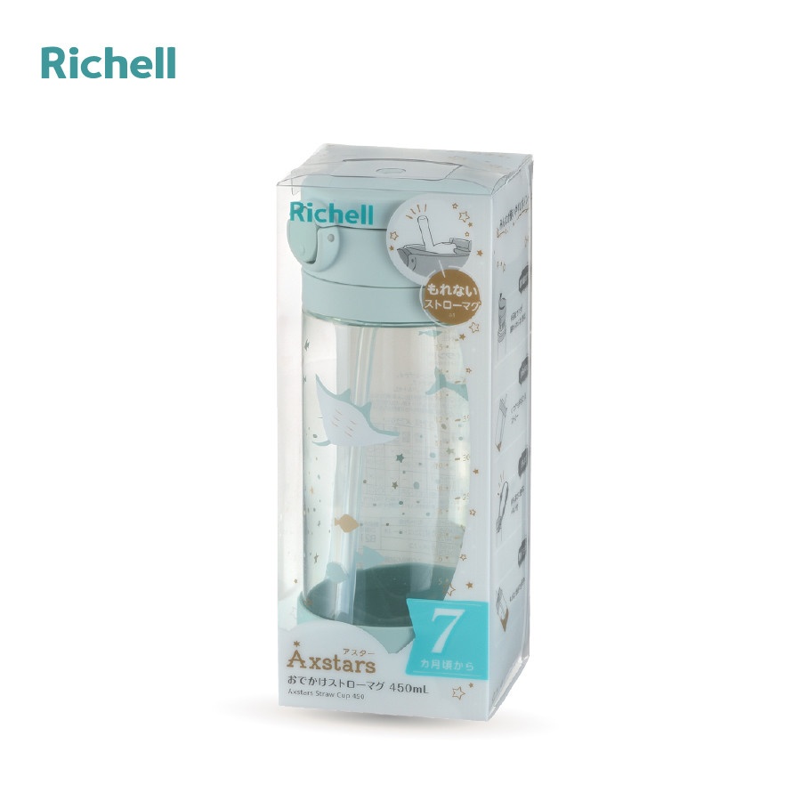 Bình Ống Hút Axstars Richell (450ml - Xanh)- 549K