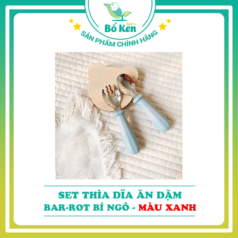 Thìa Dĩa Inox BAR-ROT BÍ NGÔ Ăn Dặm Theo PP Tự Chỉ Huy BLW