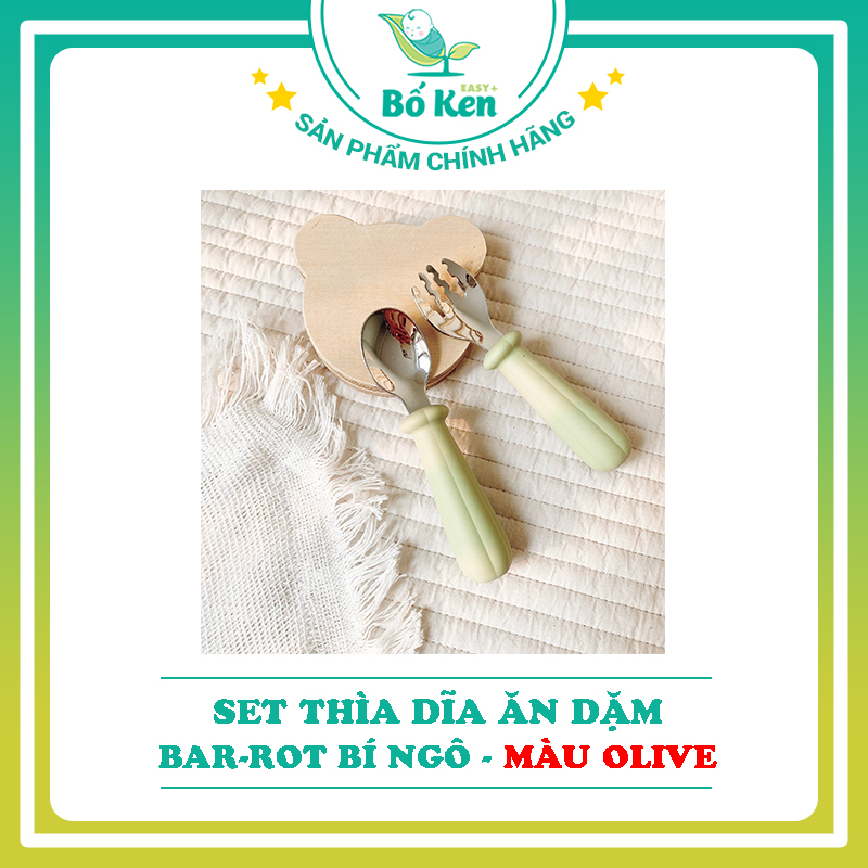 Thìa Dĩa Inox BAR-ROT BÍ NGÔ Ăn Dặm Theo PP Tự Chỉ Huy BLW