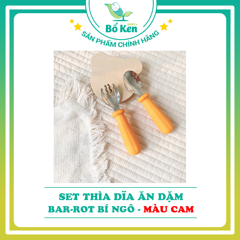 Thìa Dĩa Inox BAR-ROT BÍ NGÔ Ăn Dặm Theo PP Tự Chỉ Huy BLW