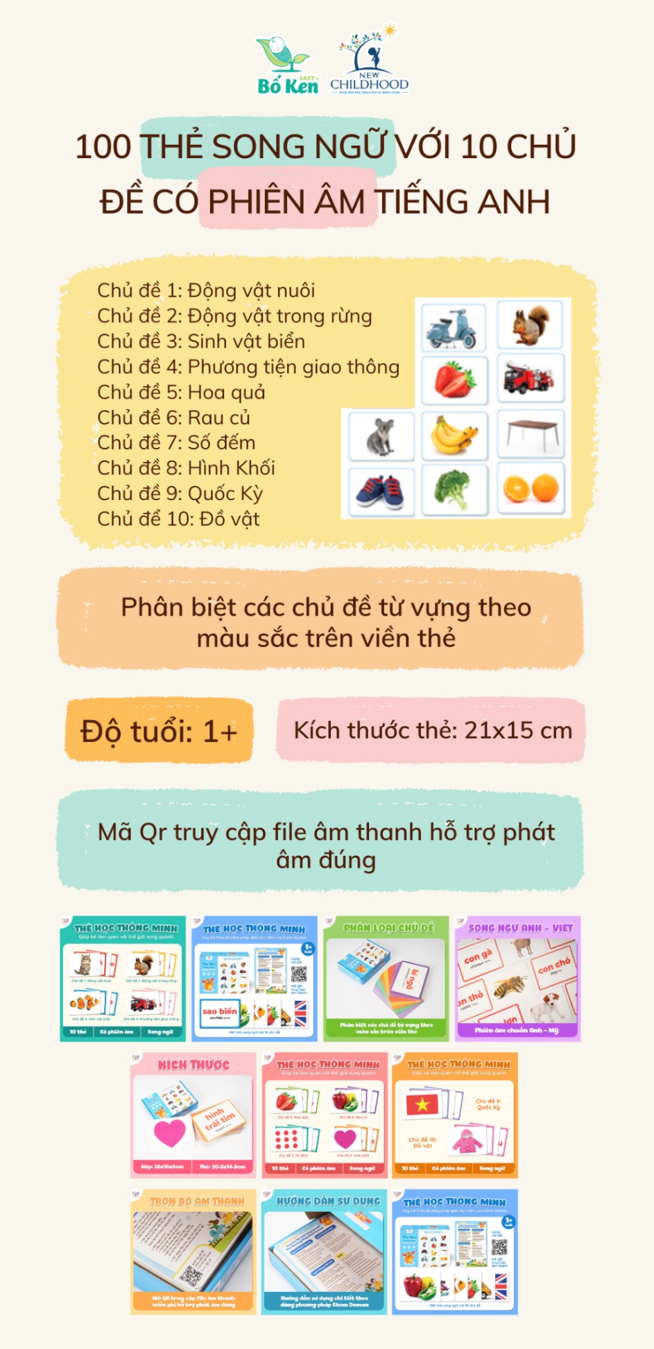 Bộ thẻ Glenn Doman thương hiệu Lalala Baby - Thế giới Xung Quanh 100 thẻ