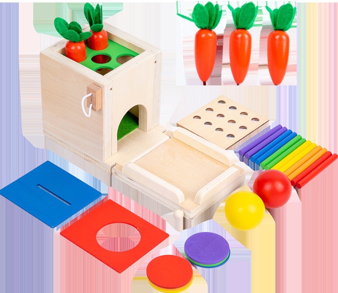 Đồ Chơi Hộp Đựng Thả Bóng/Tiền Xu/Ngăn Kéo [Giáo Cụ Montessori Cho Bé 7 - 24 Tháng]