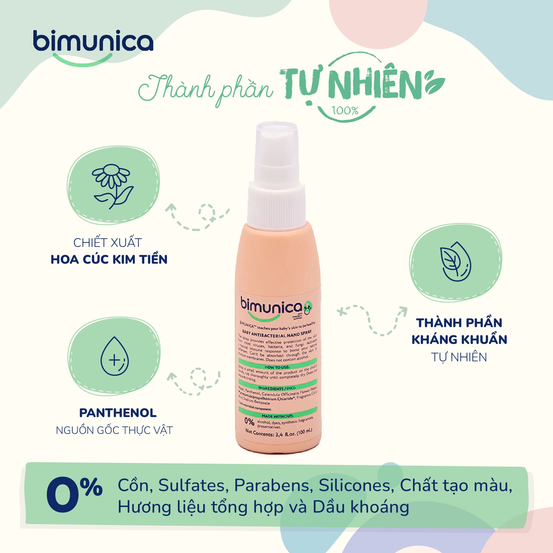 Xịt rửa tay khô Bimunica (100ml) T3/25