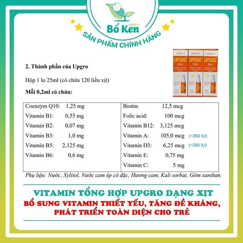 Vitamin Tổng Hợp Upgro Tăng Đề Kháng, Phát Triển Cho Trẻ [Dạng Xịt Lọ 25ml]