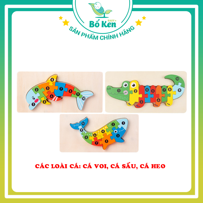 Bộ Lắp Ghép Hình Các Con Vật, Phương Tiện Bằng Gỗ [Đồ Chơi Cho Trẻ Từ 2 - 5 Tuổi]