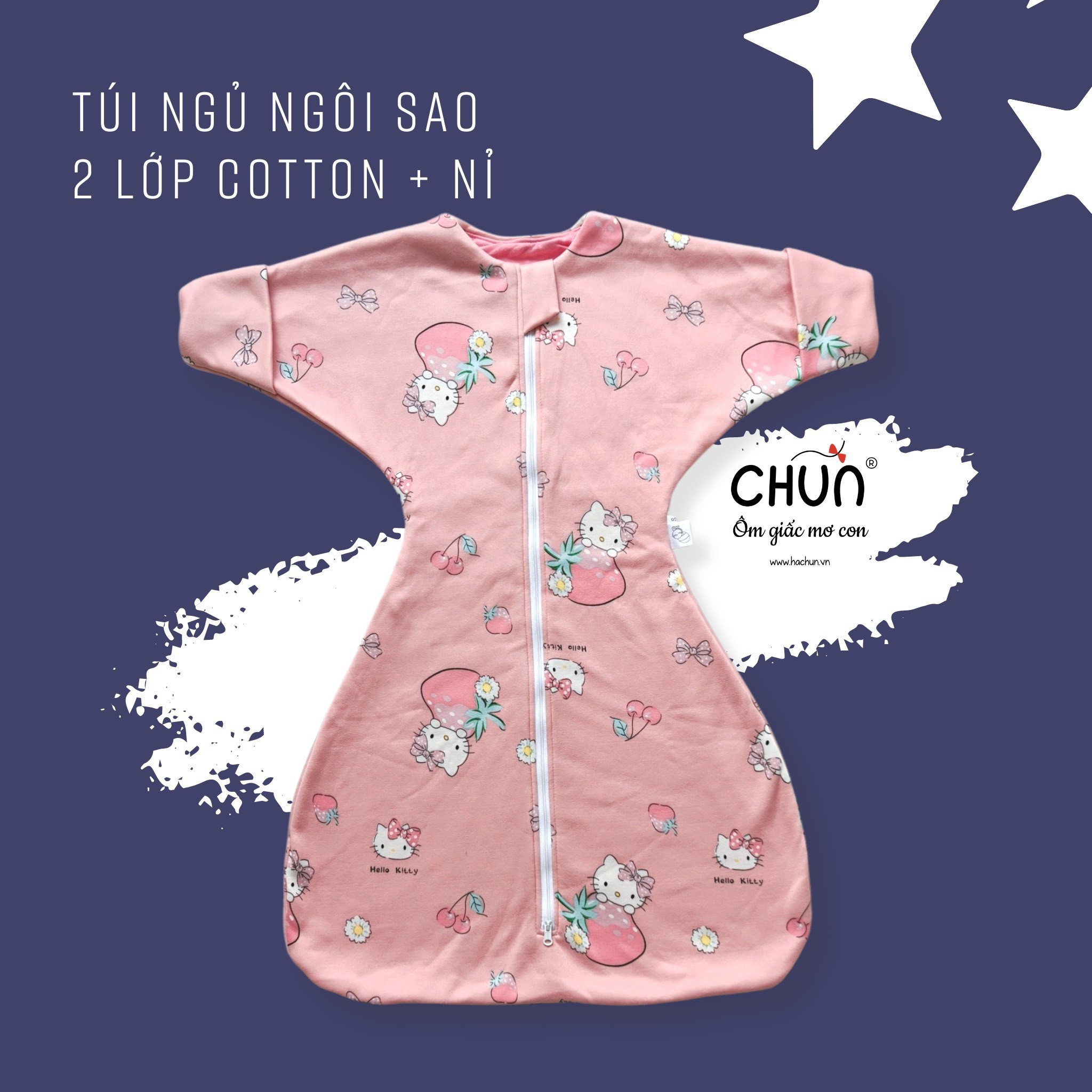 Túi ngủ chũn cocoon hình sao mẫu ĐÔNG giúp bé ngủ ngon, an toàn