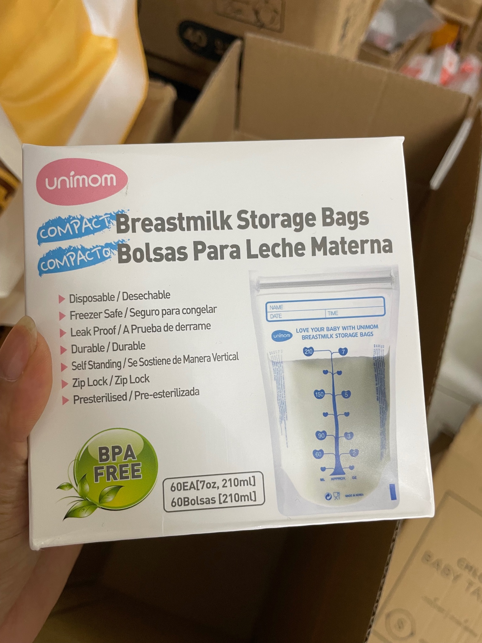 Túi trữ sữa mẹ Unimom Compact 210ml/Túi