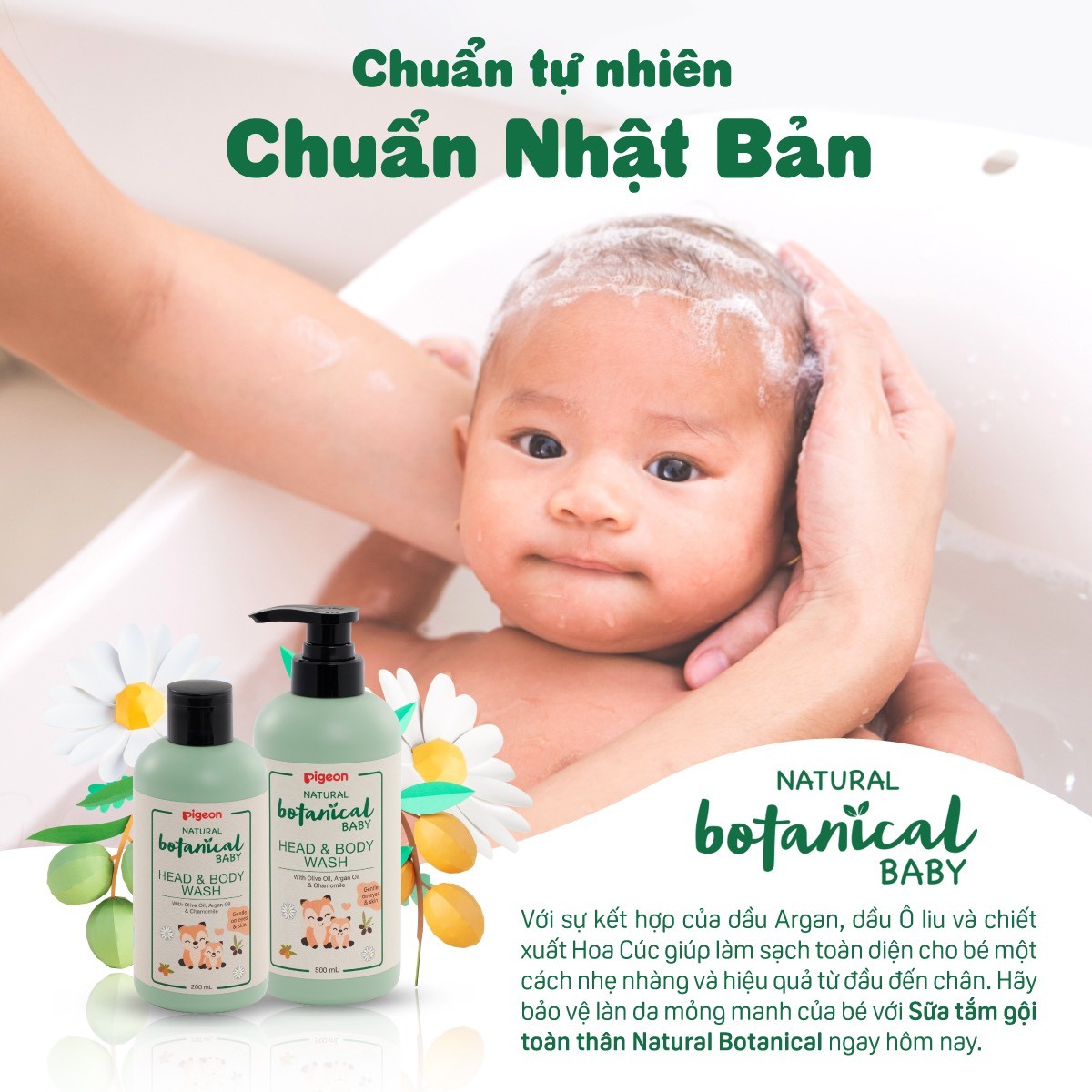 Sữa tắm gội toàn thân cho bé Pigeon - Natural Botanical baby 200ml