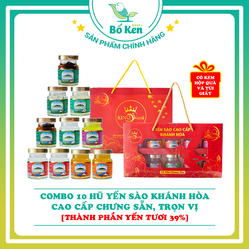 Yến sào cao cấp chưng sẵn [Yến tươi 39%] - Combo 𝟏𝟎 hũ Trọn vị - KHÔNG hộp quà